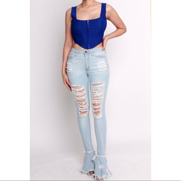 ALAKA Blue Corset Top - Picture 2 of 6